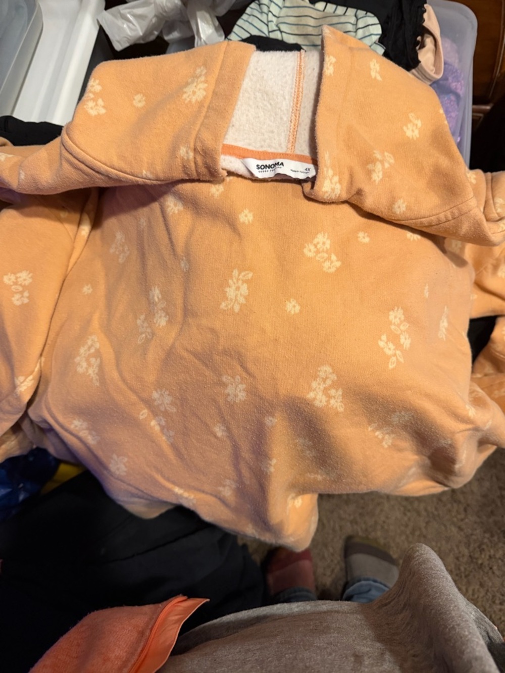 Sonoma Peach Floral Hooded Pullover